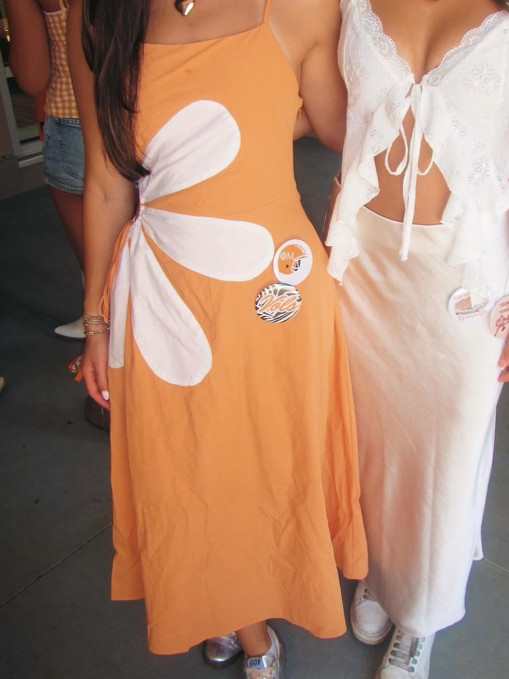 Orange and White cut out midi dress - Picture 3 of 10